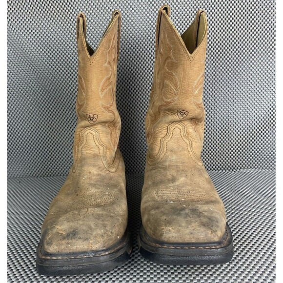 Ariat Workhog Boots Mens Size 9.5 EE Brown Square Toe Western Cowboy Work Boots - Picture 5 of 12